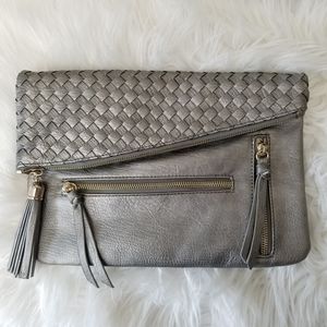 Moda Luxe Large Foldover Clutch Bag Pewter